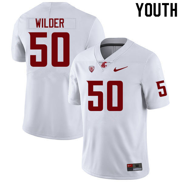 Youth #50 Eric Wilder Washington State Cougars College Football Jerseys Sale-White